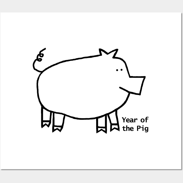 Year of the Pig Outline Wall Art by ellenhenryart